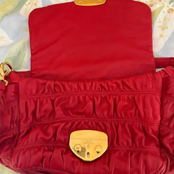Prada Patina Dressy gaufre Red Leather Bag (rosso) - Picture 5 of 12